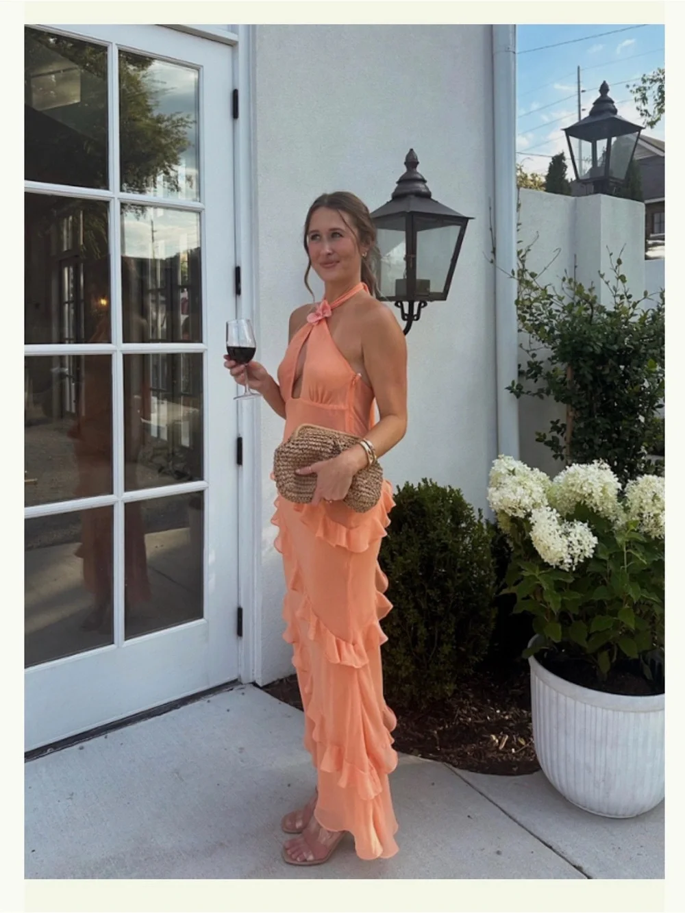 For Love & Lemons Kamory Halter Ruffle Maxi Dress